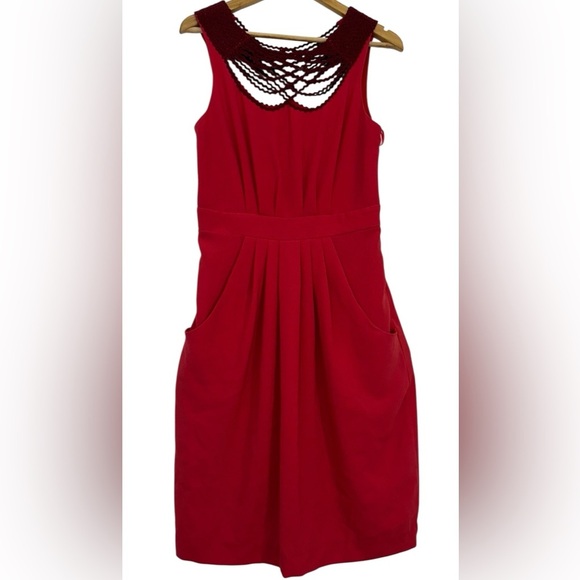 Anthropologie Leifsdottir Red Halter Cocktail Mini Dress  in Size S - Picture 1 of 13